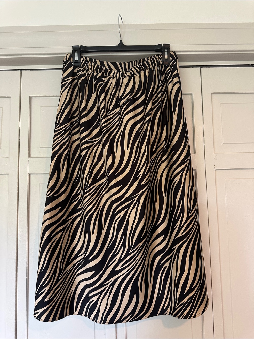 J. Crew Black and Cream Zebra-Print A-Line Skirt - Picture 2 of 7